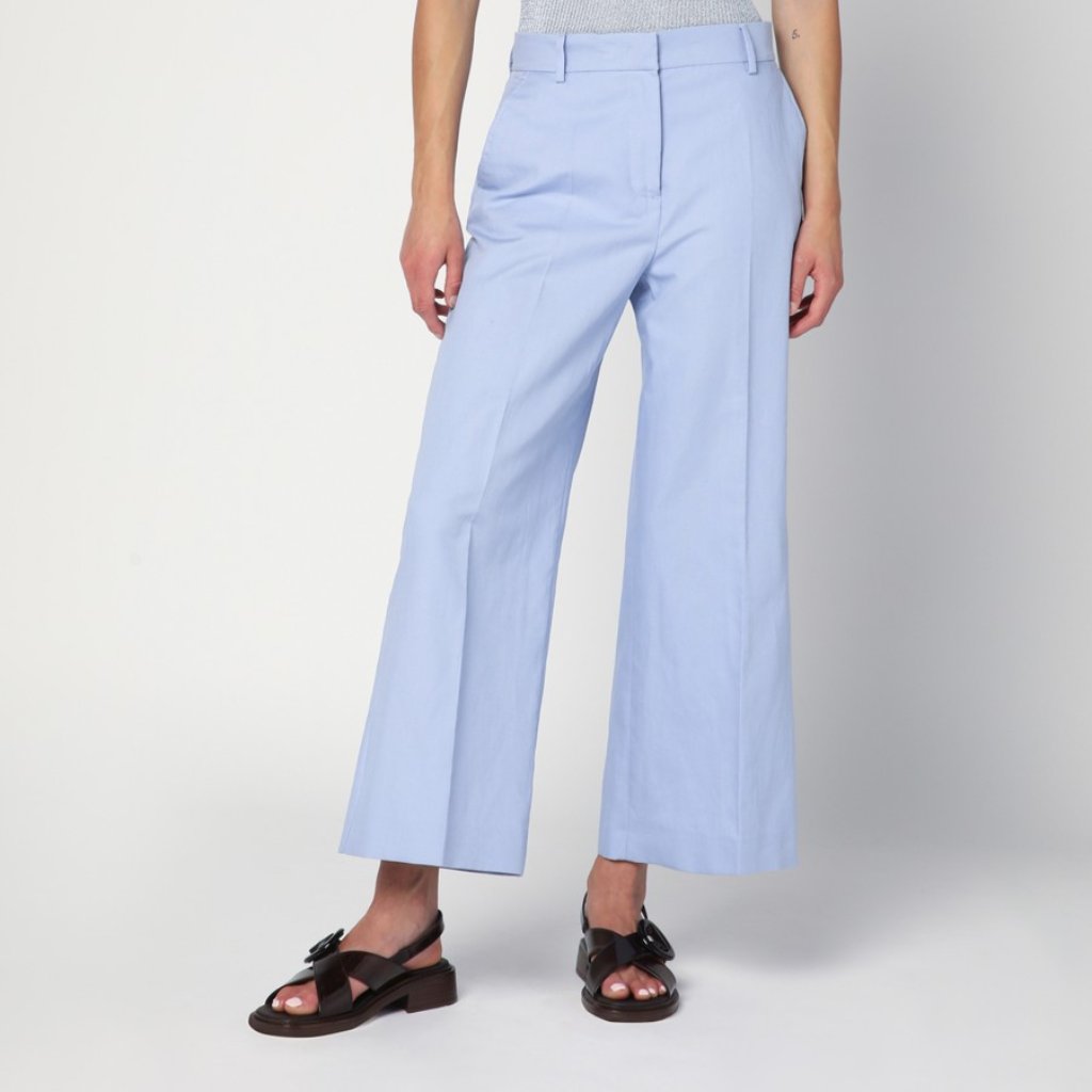 $335 Maxmara Weekend Sky Blue Linen Blend Canvas Trousers** 10
